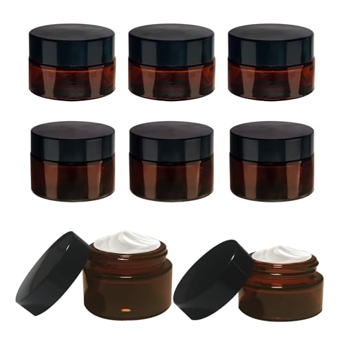 8 sztuk słoików kosmetycznych, 20 ml + 30 ml, pojemnik na śmietanę, pojemnik wielokrotnego napełniania, brązowy szklany pojemnik z pokrywką i wkładką, na kosmetyki, balsamy, kremy