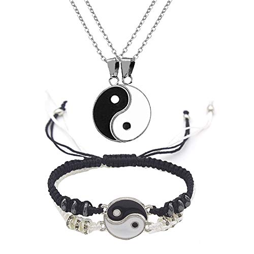 Buy Frodete Stainless Steel Best Friend Bracelets for 2 Matching Yin Yang Adjustable Cord Bracelet for Bff Friendship Relationship Boyfriend Girlfriend Couple Gifts, other at Amazon.in - Image 2