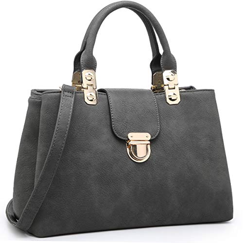 Dasein Women Satchel Handbags Top Handle Purse Medium Tote Bag Vegan Leather Shoulder Bag (6809-GY)