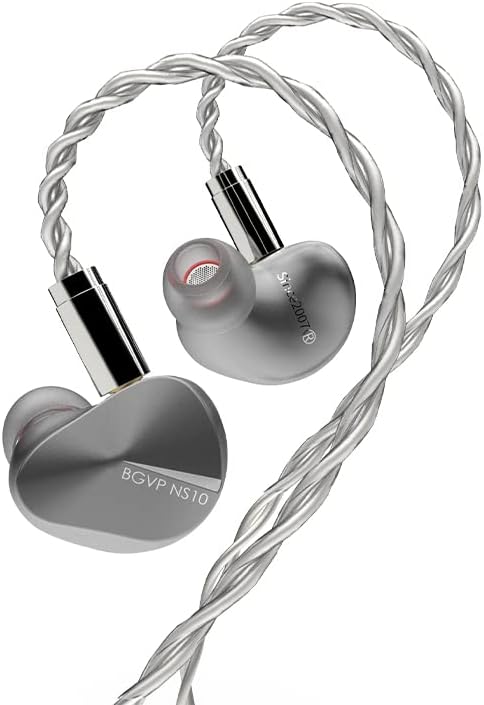 bgvp ns10 headphones 8ba2dd hybrid drive unit in ear wired earbud hifi monitor earphone with 3 in 1 replaceable plug mmcx cable grey 3 in 1 plug