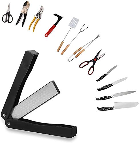 Folding Knife Sharpener, Floor 400/600 Grit Foldable Knife Whetstone Diamond Pocket Knife Sharpener Sector Shaped Double-Sided Knife Sharpening Stone For Kitchen Garden Outdoor (#1) #TOP4