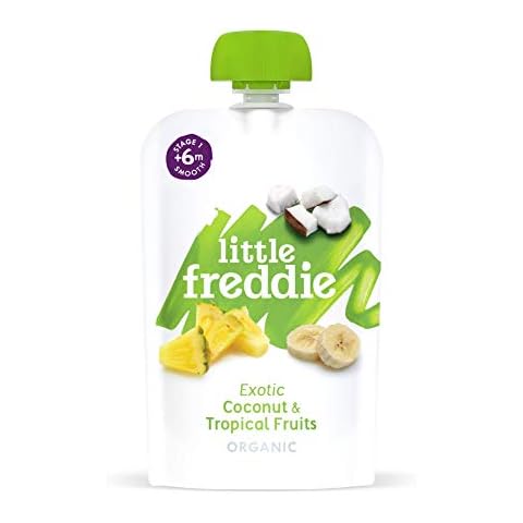 Little Freddie Stage 1 from months pouches, Little Freddie Organic Baby Food - Coconut & Tropical Fruits Pouch (Pack of 6x100g), 600 gram Cover