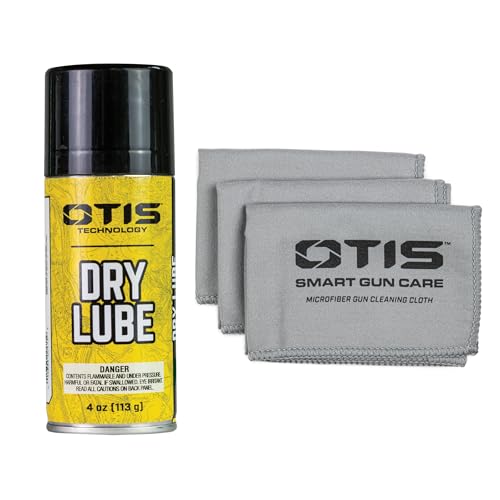 Otis Technology Dry Lube 4oz Aerosol with 3 Pack Gun Cloth