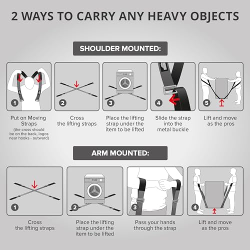 Image of X-Protector Moving Straps - 2 Pairs - Lifting Straps for 2 Movers - Furniture Moving Straps to Move Furniture Easily and Safely - Perfect for Lifting and Moving Equipment, Appliances, Heavy Objects!