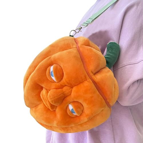 Sac citrouille en peluche orange pour femme à bandoulière