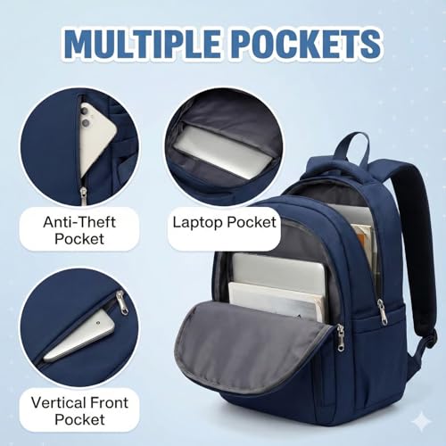 Image of Flamebird Professional Black Laptop Backpack for Men & Women - Water Resistant Business Travel Bag with Multi-Pocket Organizer - Casual Daypack for Office, College & Commute-30L