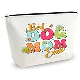 Yoxiumi Dog Mom Makeup Bag Dog Bag for Dog Lovers Dog Mom Gifts for Women Best Gifts for Dog Owners Best Dog Mom Ever Dog Mom Cosmetic Bag Zipper Pouch Travel Toiletry Bag