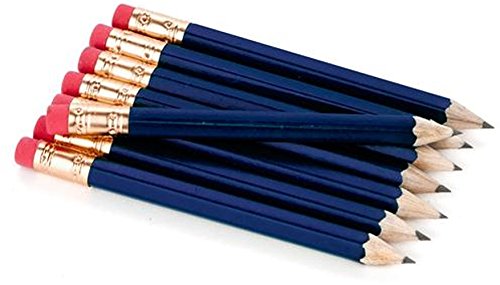 Half Pencils with Eraser - Golf, Classroom, Pew, Short, Mini - Hexagon, Sharpened, Non Toxic, 2 Pencil, Color - Navy Blue, (Box of 36) Golf Pocket Pencils ™ - Thumbnail 3