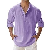 Caratterizzata da un classico scollo con chiusura a bottoni e un elegante colletto alla coreana, questa camicia unisce un design senza tempo a un tocco moderno. La manica a tre quarti e la vestibilità ampia e casual donano una silhouette slanciata, rendendo queste camicie da uomo un capo versatile e un elemento essenziale del guardaroba.