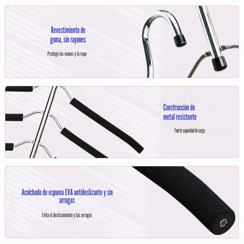 Miniatura 2 de Perchas Para Ahorrar Espacio 2 Paquetes De Perchas Con Brazo Oscilante Antideslizante Acolchado 5 Capas Resistente De Acero Inoxidable Para Suéteres Camisas Armario Organizador De Almacenamiento