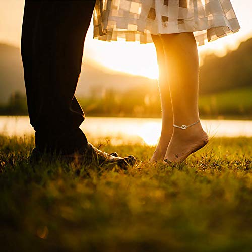 Esberry 18K Gold Plated 925 Sterling Silver 5A Cubic Zirconia CZ Double Circle/Lucky Star Ankle Bracelets Charm Adjustable Foot Jewelry for Women and Teen Girls - Image 3