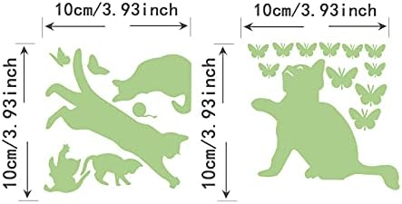 Miniatura 3 de 2 calcomanías de interruptor de luz que brillan en la oscuridad, gatos juegan con mariposas, patrón de animales, calcomanías de pared, interruptor