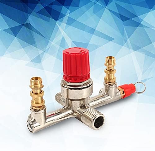 HURRISE Air Compressor Pressure Valve, Alloy Air Compressor Switch, Double Outlet Tube, Outlet, 1/4 Inch Connection, Fits Small Air Compressors