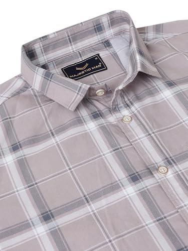 Image of Majestic Man Men Box Checkered Slim Fit Cotton Casual Shirt