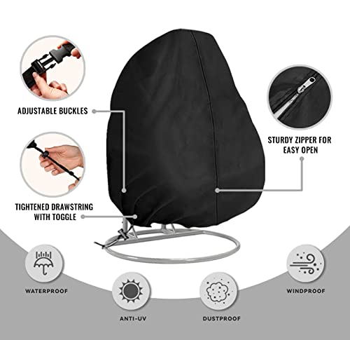 Pateric Egg Chair Cover Double 420D Oxford Patio Hanging Egg Chair Cover 91X80 Inch Durable Waterproof Outdoor Porch Wicker Egg Swing Chair Cover With Zipper #TOP1