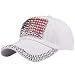 XRDSS USA Flag Bling Baseball Cap Cowboy Hip-Hop Baseball Cap Adjustable Size White