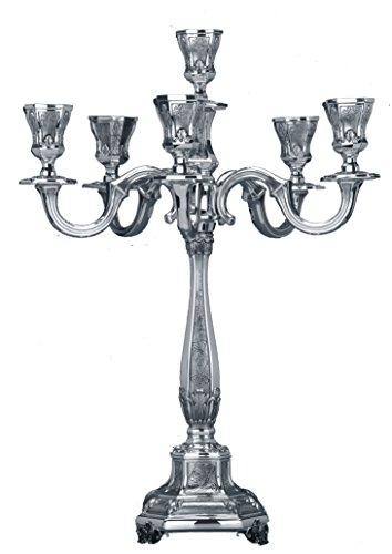 Hazorfim, Bakio Large Candelabra 6 Branches Shabbat Candelabra Sterling Silver Judaica Israel Jerusalem Holy Land Gift Sabbath candlesticks Candles Light 925