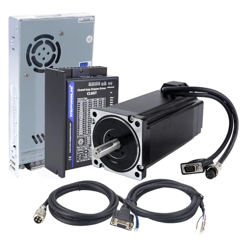 STEPPERONLINE 1 Axis Nema 34 Closed Loop Stepper Motor 12Nm(1700oz.in) with Driver CL86T 0-8.0A 18-80VAC/24-110VDC & 60V Power Supply CNC Kit