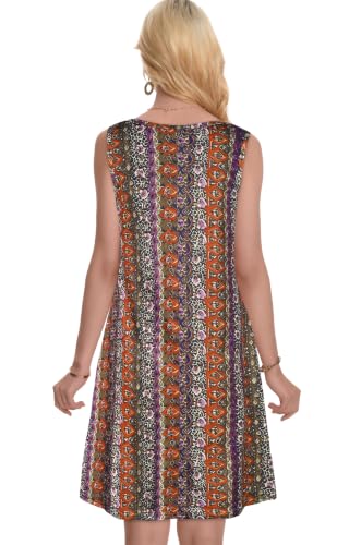 Image of elescat Summer Dresses for Women Boho Sleeveless Pocket Tshirt Sundresses | Two Hidden Pockets, Solid or Floral, Casual Flowy A Line, Loose Beach Cover Up, 2026 Fashion Vintage Outfits, Vacation Crusie
