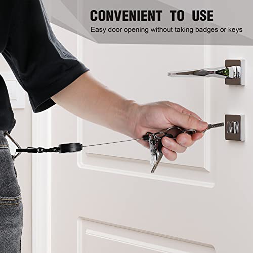 2 Pack Heavy Duty Retractable ID Badge Holder Key Reel with Adjustable Breakaway Lanyard, Carabiner, Key Ring, Pen Holders, Lobster Clip, ID Badge Strap and 32” Retractable Cord, Hold Up to 15 Keys