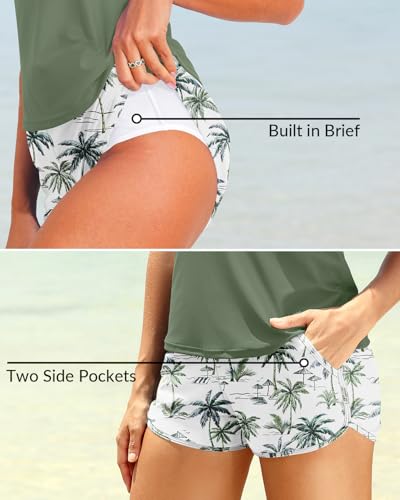 Image of Talisea Women 2 Piece Tankini Swimsuit with Pockets Boy Shorts Modest Bathing Suit Tummy Control Tank Top