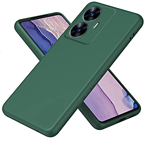 Liquido Custodia Cover per Realme C55 Premium Case Antiurto con Fodera Protezione a Doppio Strato Caso - silicone verde microfibra