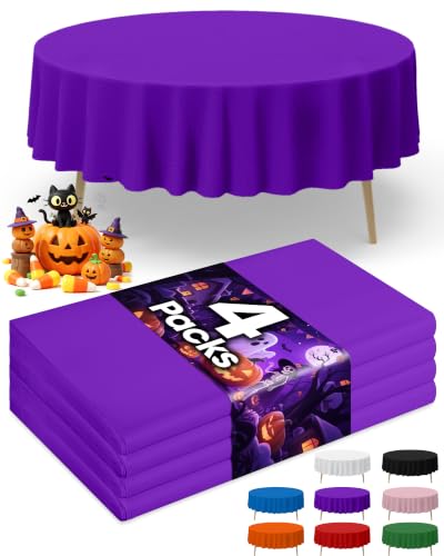 Image of Niuara Purple Plastic Table Cloth Disposable, 4 Pack, 84 in