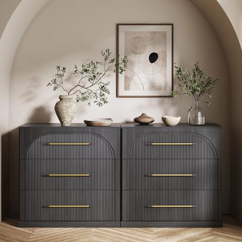 BELLEZE Bookcase with 3 Drawers, Set of 2 Modern Book