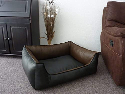 Image of PAWSOME Dog Bed, Dog Sofa, Sleeping Place, Artificial Leather Color from S to XXL (XL, Brown-Black)