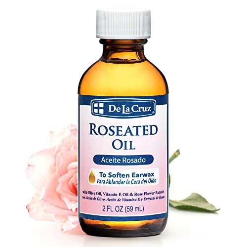 De La Cruz Roseated Oil - Natural Ear Wax Softener Blend with Rose Flower Extract - Ear Wax Aid - Made in The USA - 2 Fl Oz