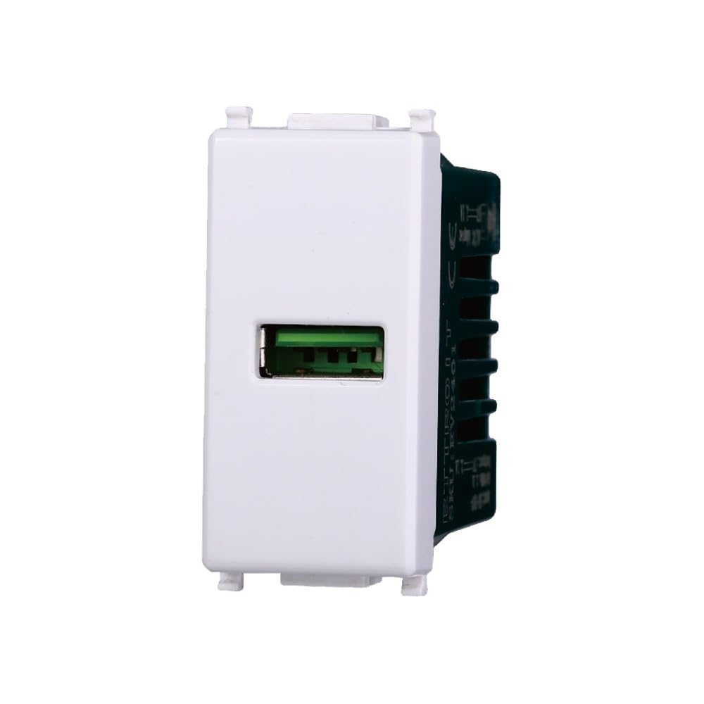 Elektronova Presa USB Type-A 5V 2.1A caricatore Bianco compatibile Vimar Plana Caricatore 2401