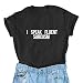 YITAN Womens Cotton Letter Print Short Sleeve Crewneck Graphic Tees Summer Funny Casual Cute Funny T Shirts Black X-Large