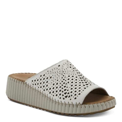 Spring Step Women's RHYDIAN Slip-On Leather Wedge Sandals – Perforated Flower Design, Cushioned Footbed, Made in Turkey2