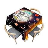 Treer Impresión 3D de Lobo Mantel Antimanchas, Mantel Efecto Loto,Lavable Manteles de Mesa,Cuadrada Protector Mesa Comedor para Decoración Hogar Cocina Comedor Jardín (Lobo,150x150cm)