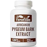 ForestVibe Pygeum Supplement for Men 500mg, Standardized Pygeum Africanum Bark Extract, 120 Vegan Capsules, 4 Month Supply, Non-GMO and Gluten Free Capsules for Men & Women