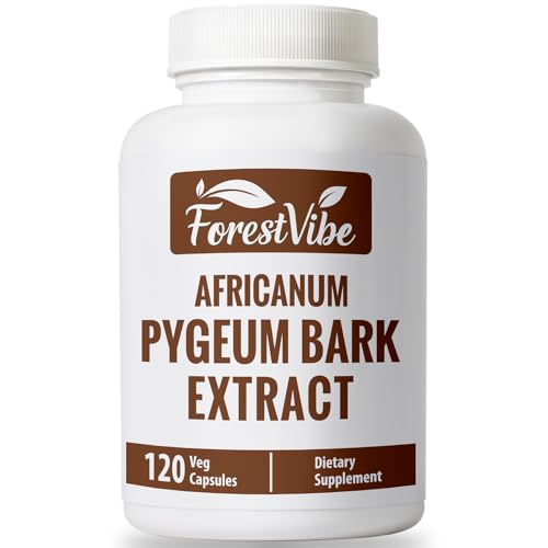 ForestVibe Pygeum Supplement for Men 500mg, Standardized Pygeum Africanum Bark Extract, 120 Vegan