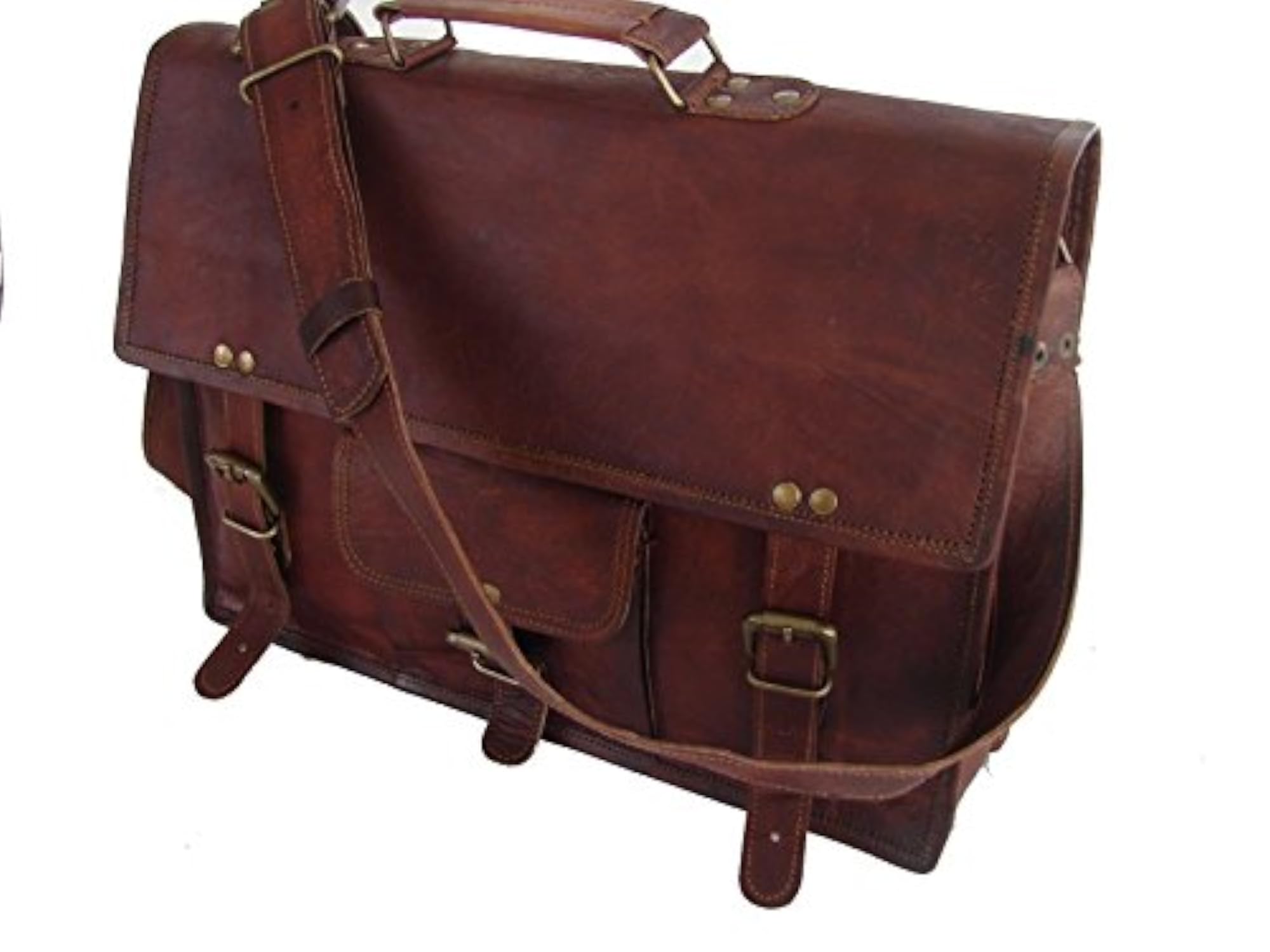 Leather 15 Inch Brown Unisex Messenger Bag