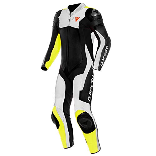 Dainese ASSEN 2 1 PC. PERF. LEATHER SUIT, BLACK/WHITE/FLUO-YELLOW, Size 50 | 201513465Q90011