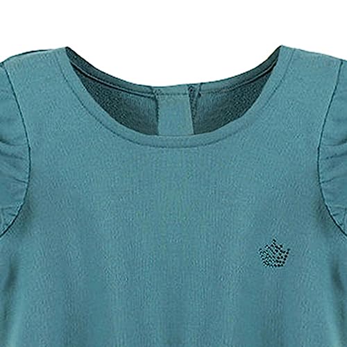 Image of Hopscotch Girls Rayon Solid Playsuit in Blue Color