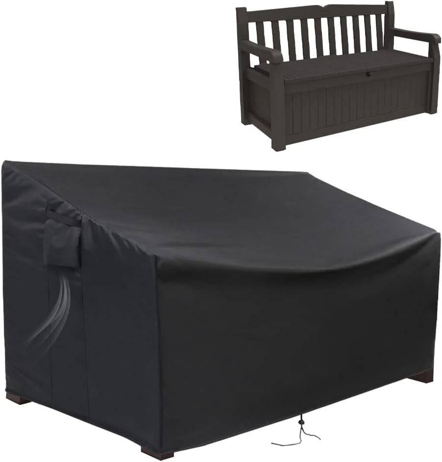 Outdoor Storage Bench Cover, Protective Cover for Keter Bench Deck Box 70 Gallon, Waterproof Covers for Patio Benchs/Seating Storage Cabinet