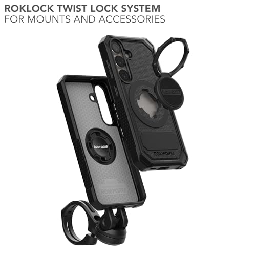 Image of Rokform Rugged Case Compatible with Galaxy S25, Magnetic Cover with Twist Lock, Drop Tested Armor (Black)