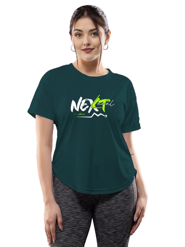 Image of CHKOKKO Womens Stylish Activewear Quick Dry Lightweight Breathable Printed Round Neck Half Sleeve Regular Fit Gym T Shirt for Sports Yoga and Training