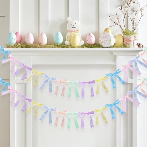2 guirnaldas de lazos, banderines de alta calidad, decoración de fiesta, fiesta de cumpleaños, decoración de Pascua, lazos pastel, adecuados para decoración de pasteles de fiesta de Pascua, 24 lazos