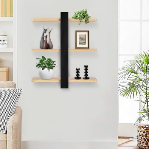 Étagère murale réglable en bois noir à 3 niveaux 58cm - 6
