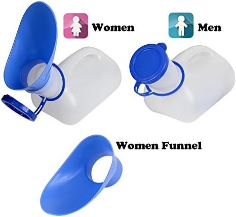 2 Pack Unisex Urinal, Portable Toilet Urinal for Men and Women, Pee Bottle with a Lid and Funnel for Elderly Kids and Patients for Camping Outdoor Travel