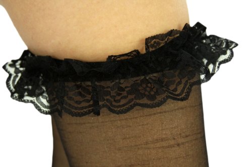 Image of ToBeInStyle Women's Sheer Banded Thigh High Socking w /Opaque Band