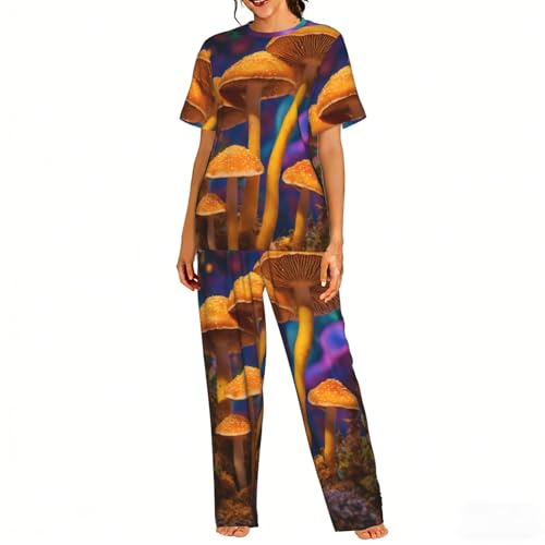 Pyjama champignon sauvage femme ensemble doux fini la transpiration vêtement nuit confortable