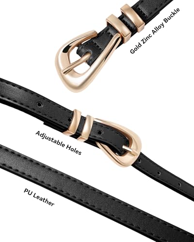 3 Pack Women Belts Leather for Jeans Pants Dresses Fashion Ladies Waist Skinny Belt with Gold Buckle4