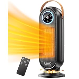 Calentadores de espacio para uso en interiores, calentador eléctrico portátil de 16 pulgadas para oficina, calentador de espacio de calentamiento rápido de 1500 W con termostato, oscilación de 90°,