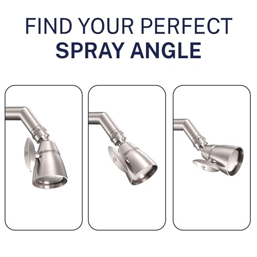 Image of HammerHead Showers SOLID METAL 2 Inch High Pressure Shower Heads BRUSHED NICKEL - California Compliant 1.75 GPM Low Flow Rate - High Flow Shower Head with ADJUSTABLE SPRAY PATTERN - Fixed Shower Head